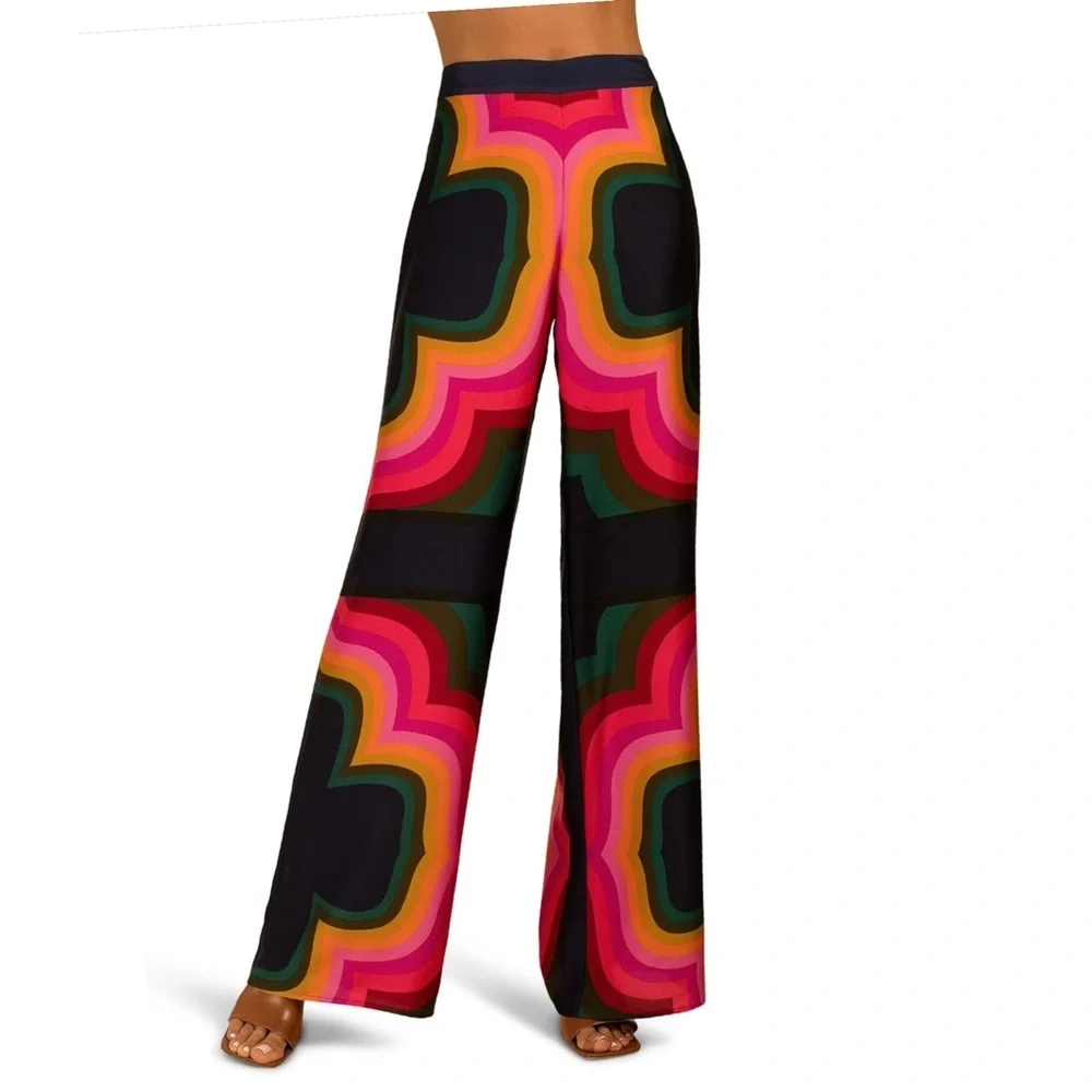 TRINA TURK Hansa Abstract Printed Wide Leg Women’s Dressy Pants Size 2 NEW - Picture 2 of 10